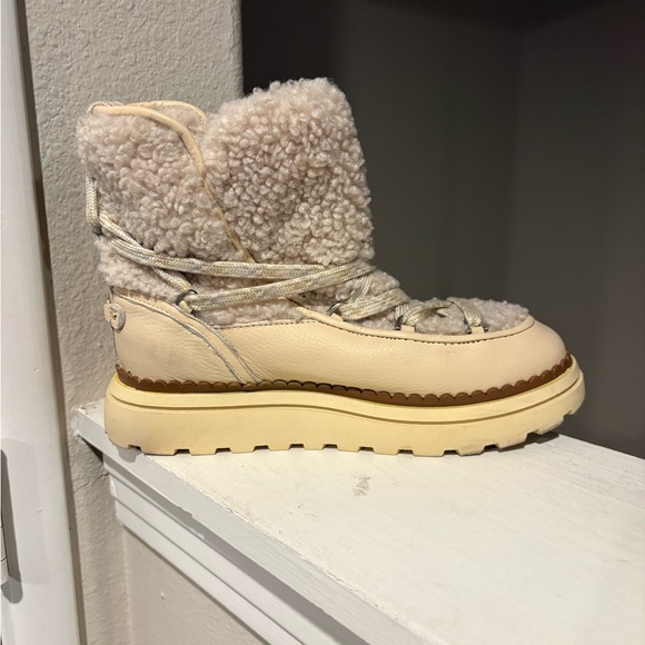 Sam Edelman Orelia Pull On Lace Up Cold Weather Ankle Boots Natural Womens 6.5 M - Picture 3 of 9